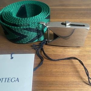 New Bottega Veneta Chevron Belt Green/Black Pattern